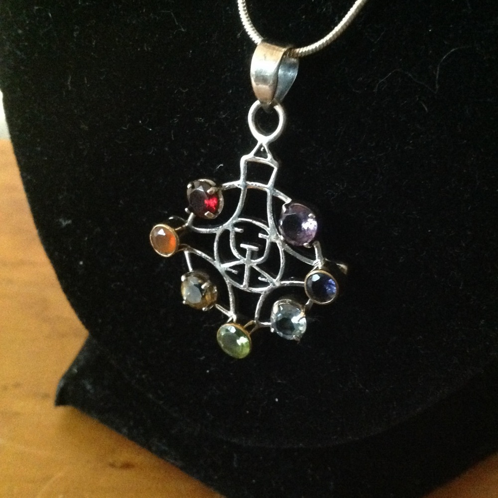 925 Sterling Chakra Rainbow Pendant with Chain Yoga